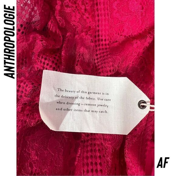 ANTHROPOLOGIE BY MAEVE OPEN BACK LACE MINI DRESS IN RASPBERRY SIZE 8 NWT CUTE - Picture 7 of 9